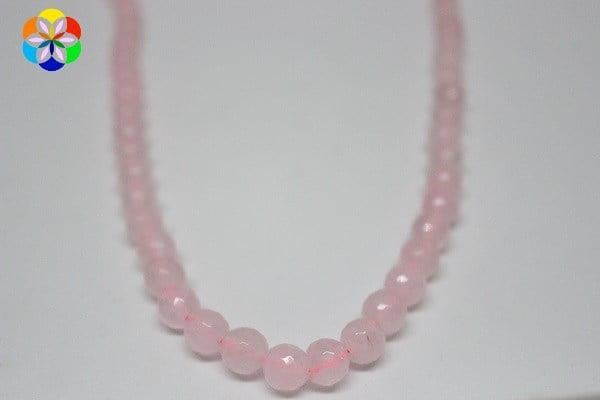 Çeyrek Dizi (9cm uzunluğundadır!) Pembe Kuvars Taşı Faset Kesim Çeyrek Dizi 8mm