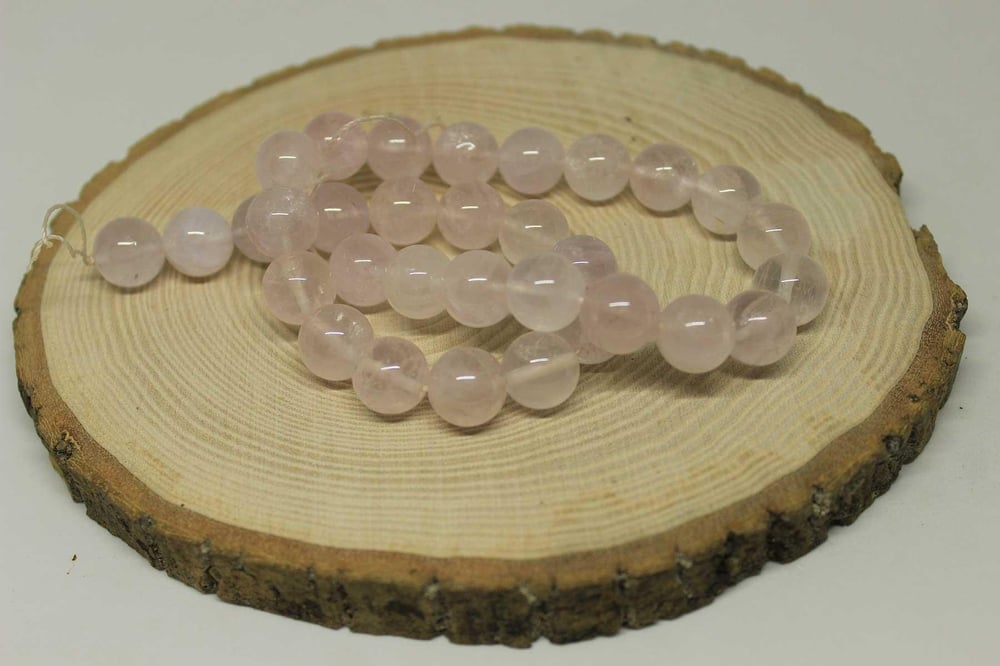 Çeyrek Dizi (9cm uzunluğundadır!) Pembe Kuvars Taşı Açık Renkli Çeyrek Dizi 12mm