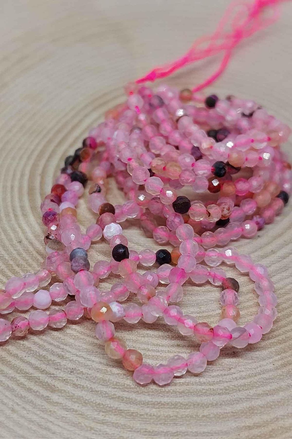 Çeyrek Dizi (9cm uzunluğundadır!) Pembe Opal Taşı Çeyrek Dizi 2.5mm