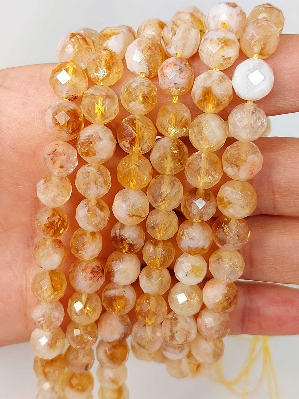 Çeyrek Dizi (9cm uzunluğundadır!) Sitrin Taşı Royal Quality Faset Kesim Çeyrek Dizi 8mm (42550)