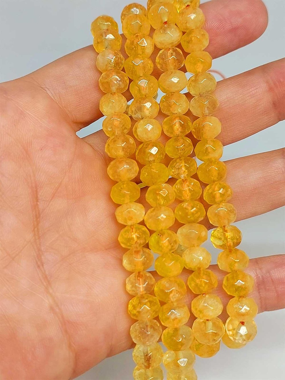 Çeyrek Dizi (9cm uzunluğundadır!) Sitrin Taşı Rondela Faset Kesim 5.5*7.5mm Çeyrek Dizi (45838)