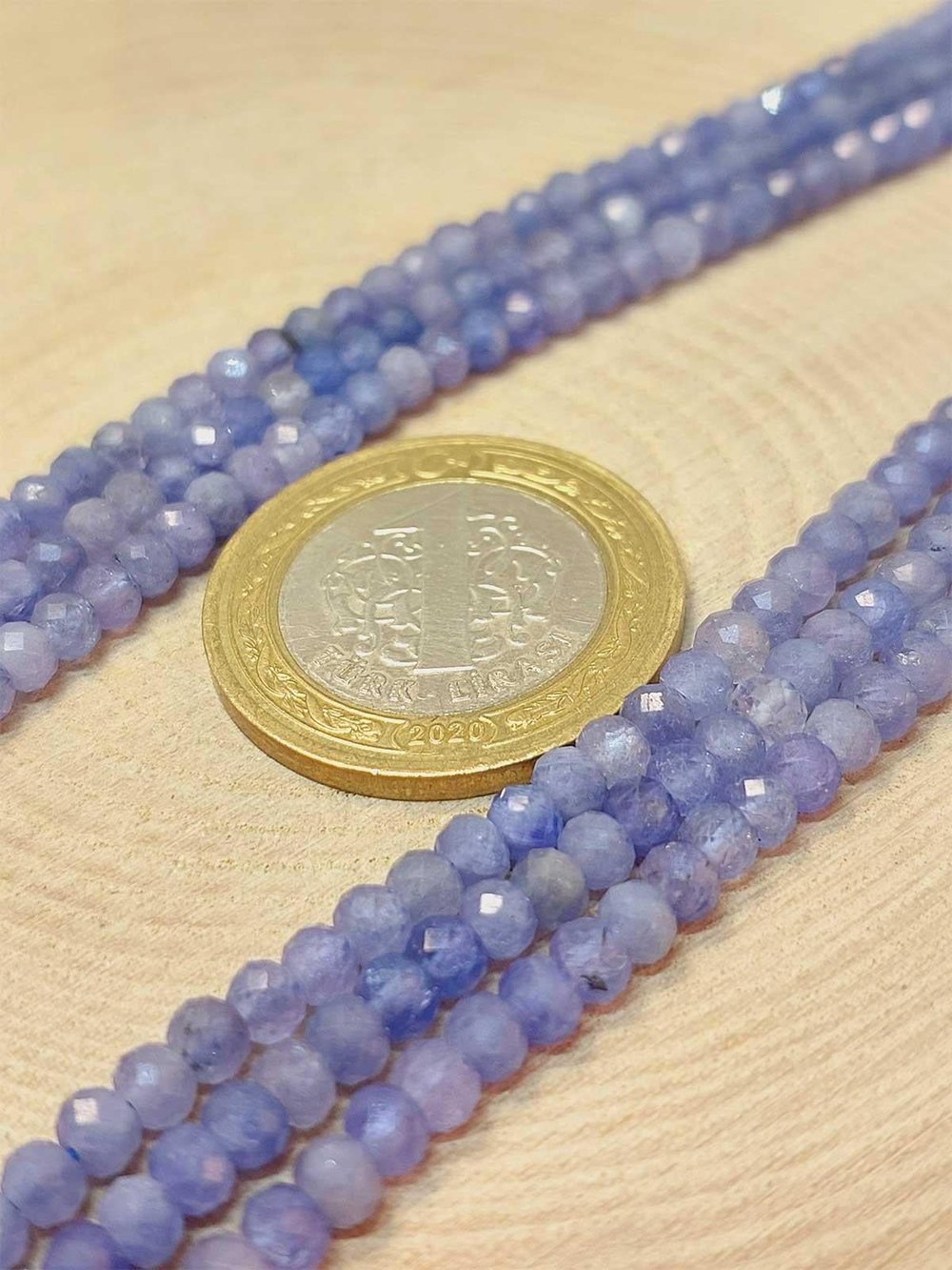 Çeyrek Dizi (9cm uzunluğundadır!) Tanzanit Taşı Rondela Faset Kesim Çeyrek Dizi 2.5*3.5mm (45926)
