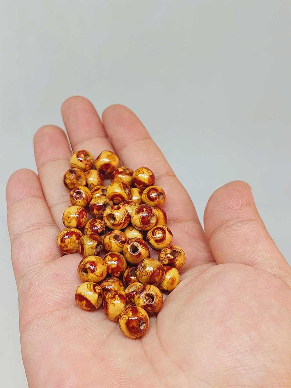 Desenli Ahşap Boncuk 8mm/50adet (53294)