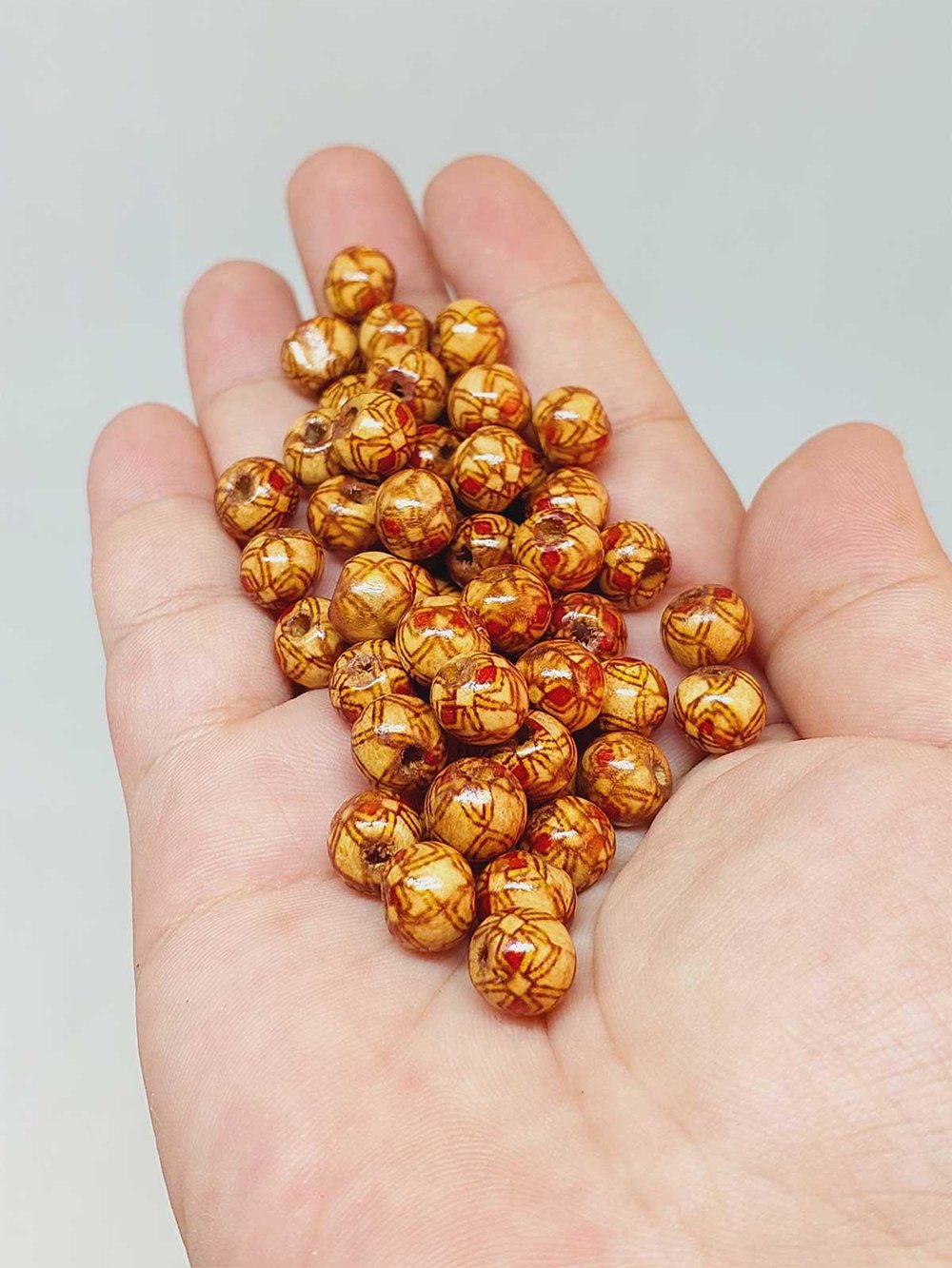 Desenli Ahşap Boncuk 8mm/50adet (53296)