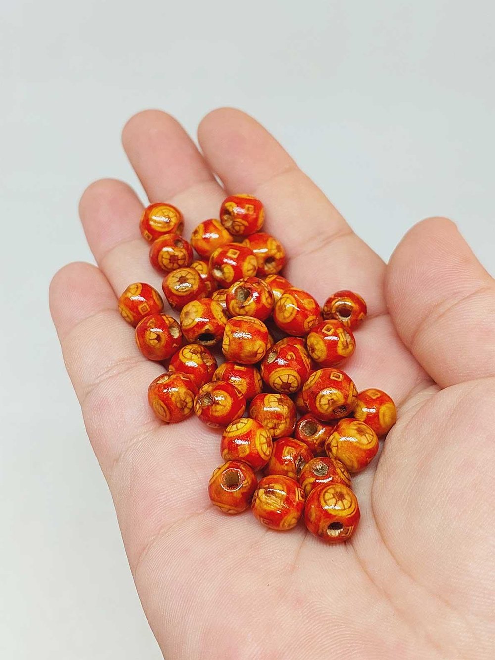 Desenli Ahşap Boncuk 8mm/50adet (53310)