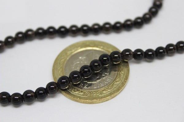 Dumanlı Kuvars Taşı YARIM Dizi 4mm (18cm uzunluğundadır)
