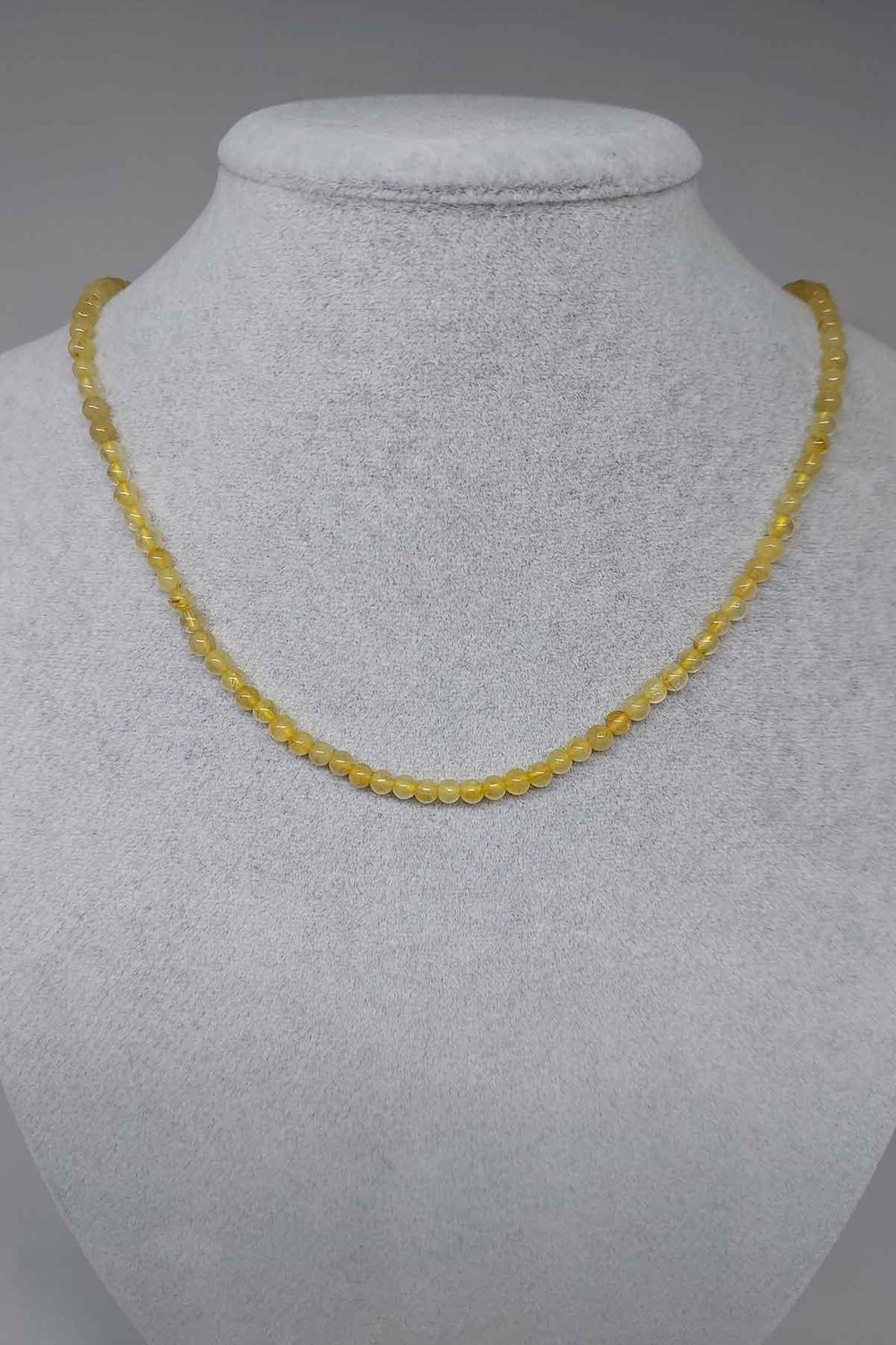 Gold Beril Taşı 4mm Kolye (Sabit Klipsli)