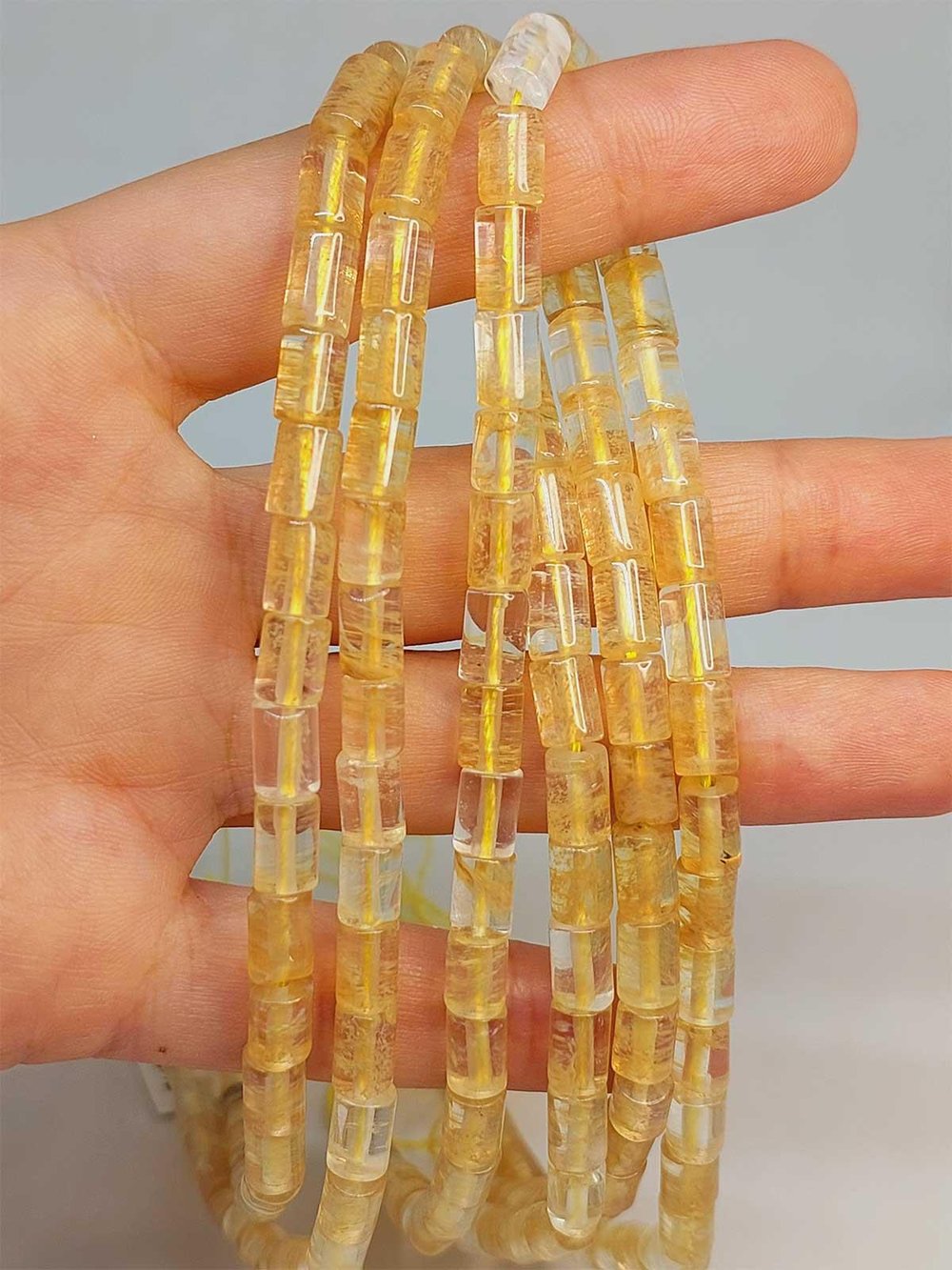 Golden & Rutil Kuvars Taşı Silindir Kesim 5.5x7.5mm Dizi (49300)