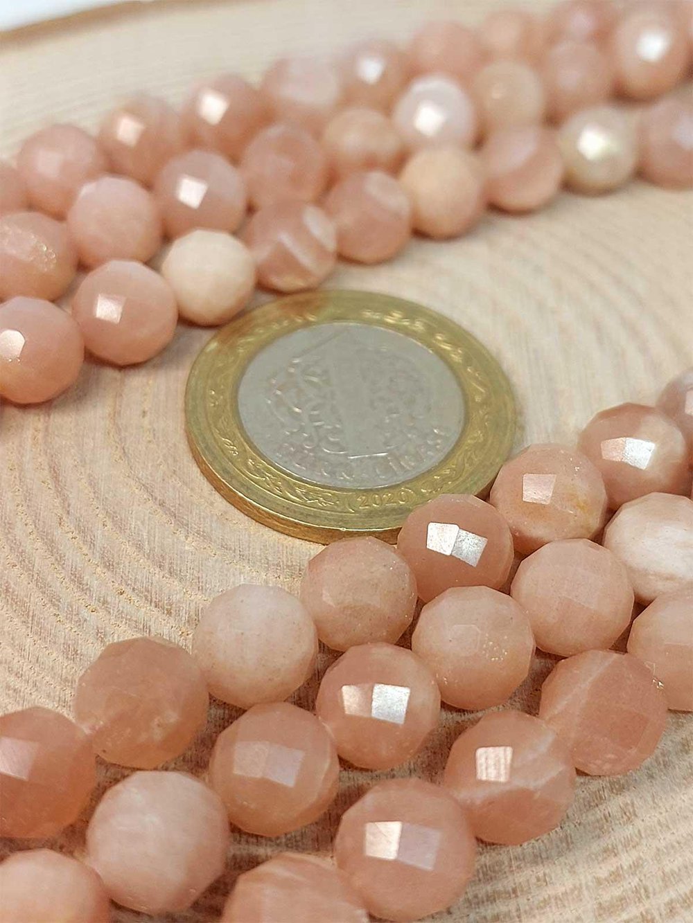 Güneş Taşı Faset Kesim YARIM Dizi 8mm (18cm uzunluğundadır) (42530)