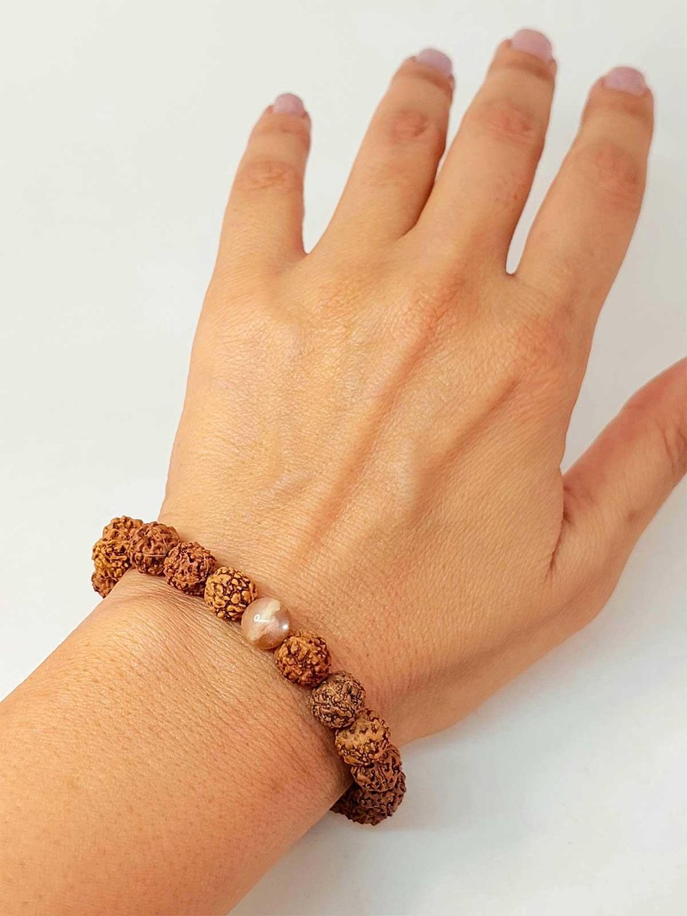 Güneş Taşlı Rudraksha Tohum Unisex Bileklik 8mm