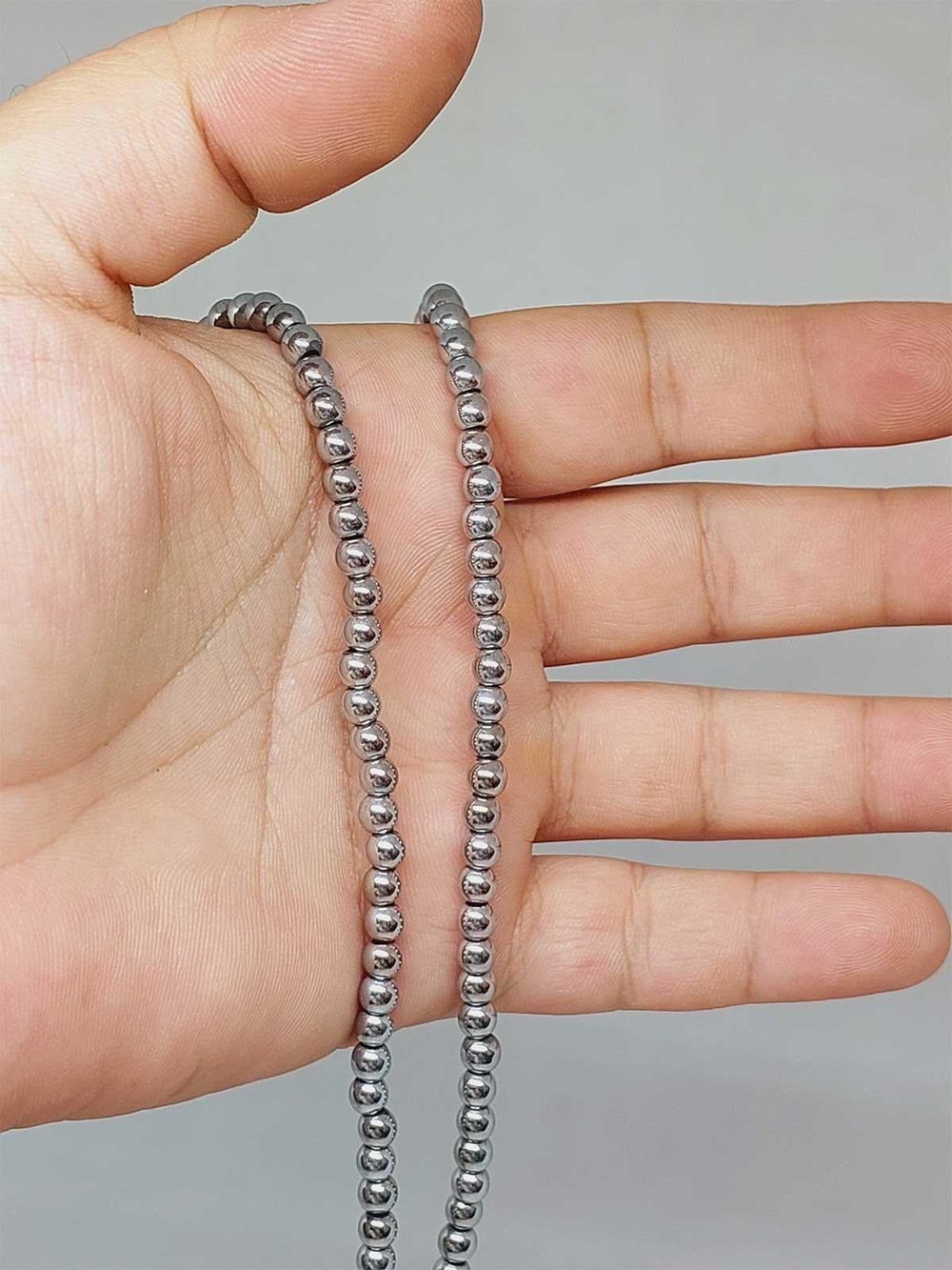 Hematit Taşı 3.5*4mm YARIM Dizi (52330) (18cm uzunluğundadır)