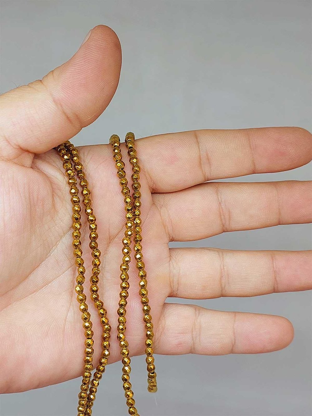 Hematit Taşı Faset Kesim 3mm YARIM Dizi (52424) (17cm uzunluğundadır)