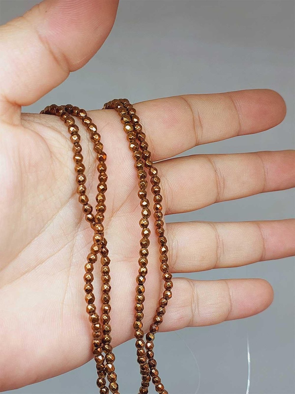 Hematit Taşı Faset Kesim 3mm YARIM Dizi (52428) (17cm uzunluğundadır)