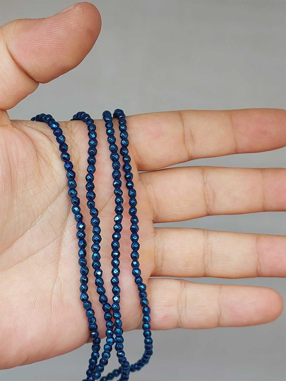 Hematit Taşı Faset Kesim 3mm YARIM Dizi (52422) (17cm uzunluğundadır)