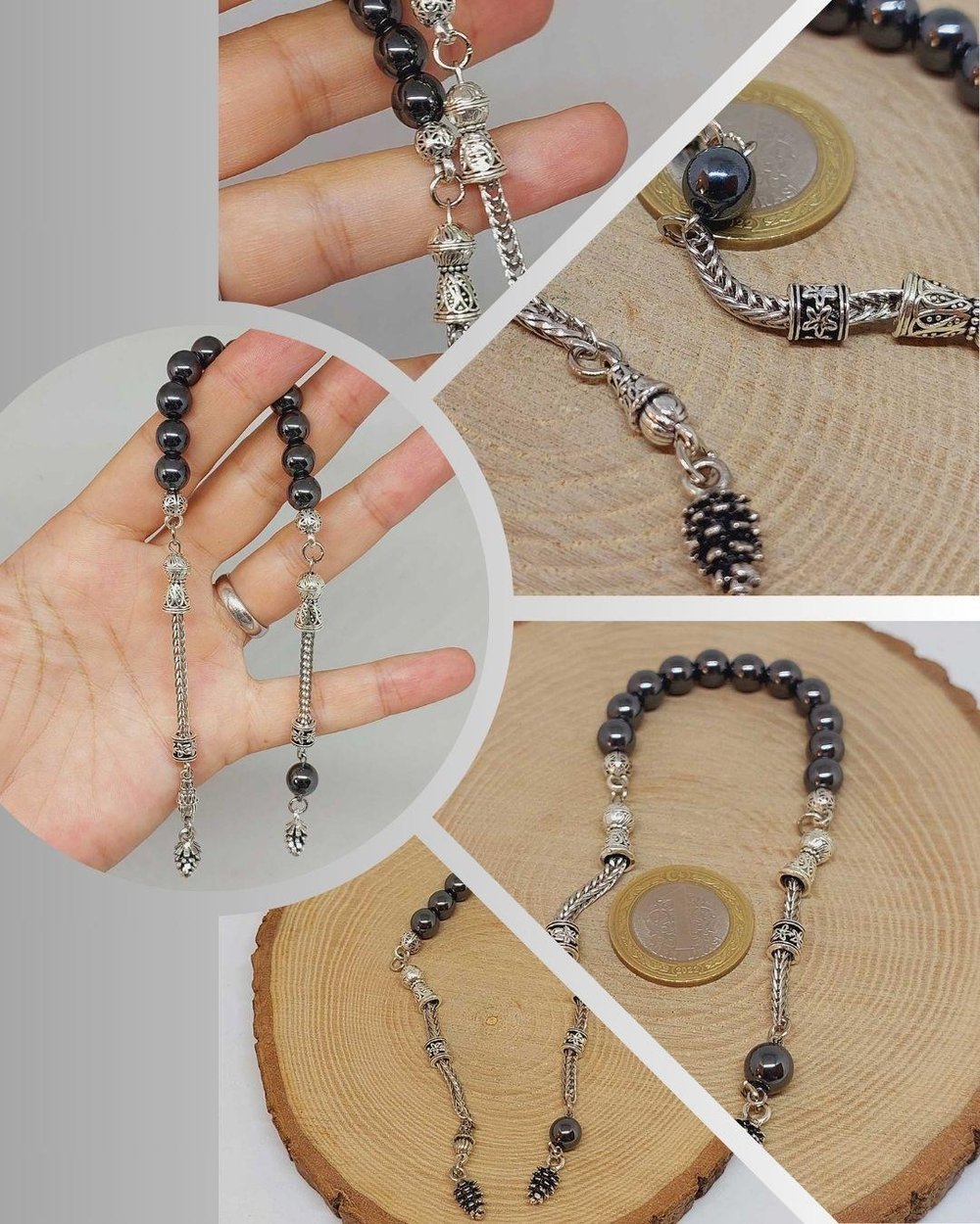 Hematit Taşı Sallamalık Zaza Tesbih 8mm (3614)