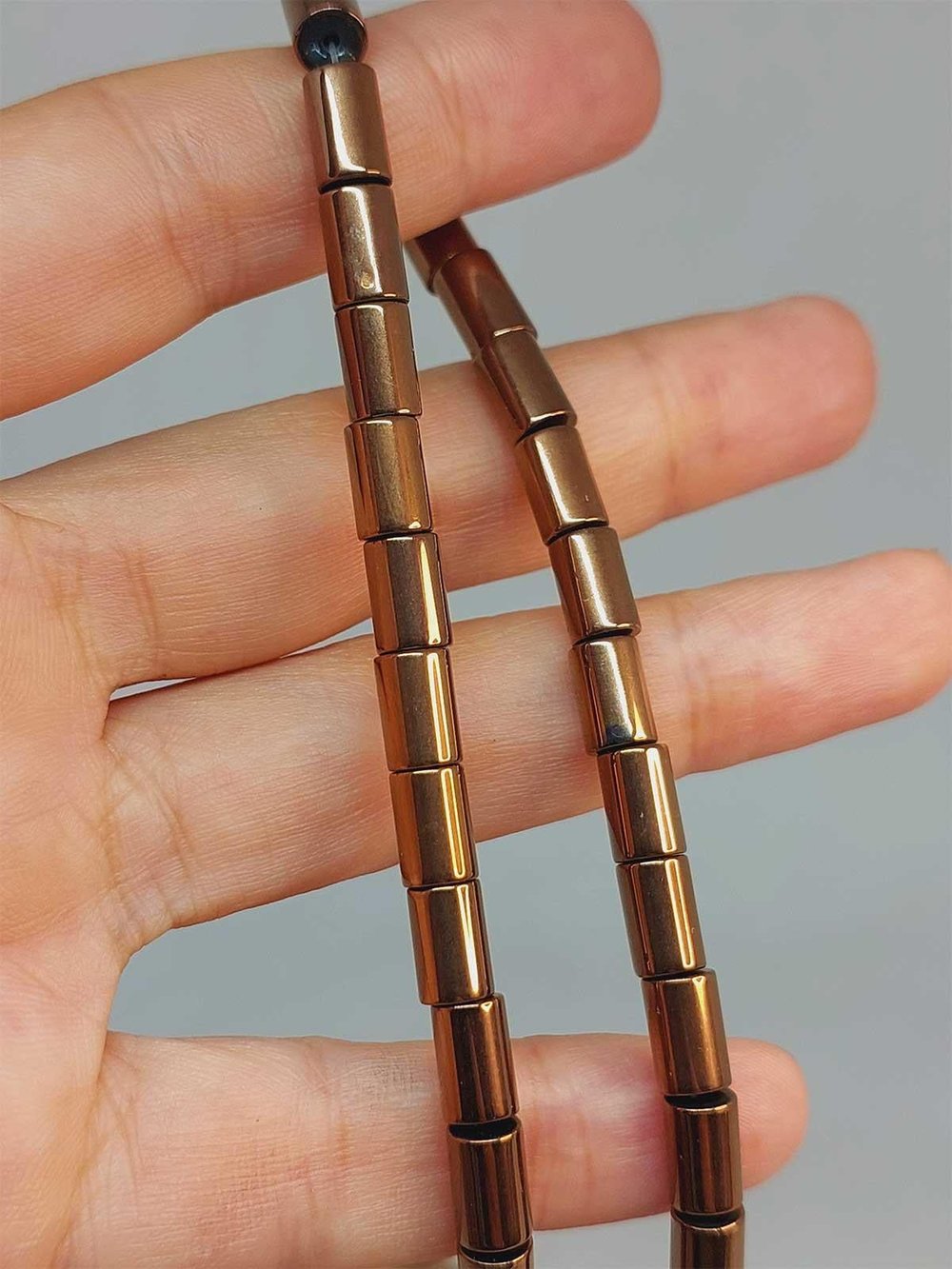 Hematit Taşı YARIM Dizi 5*8mm (49606) (18cm uzunluğundadır)