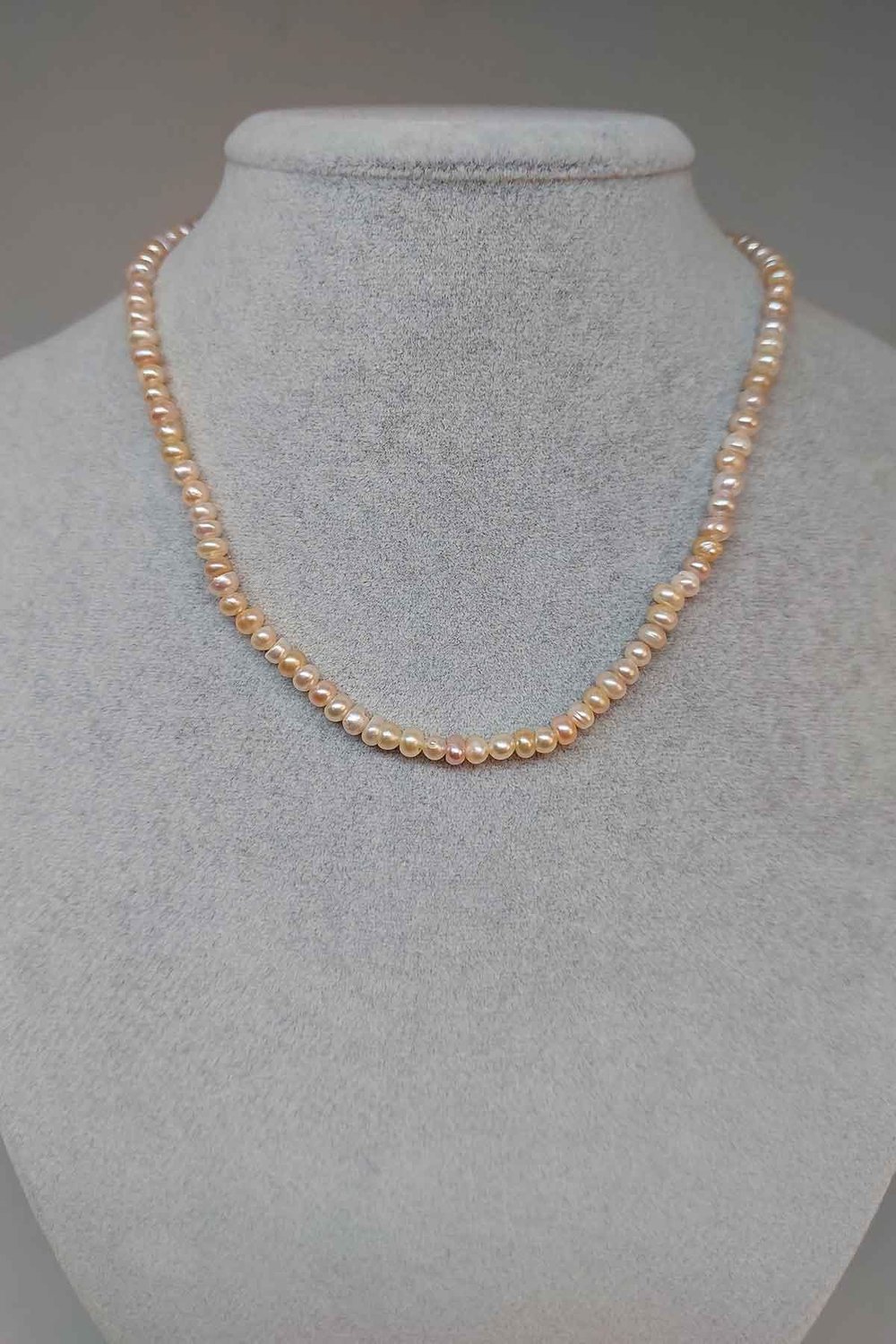İnci Pembe Rondela 4-5mm aralığı Kolye (Sabit Klipsli)