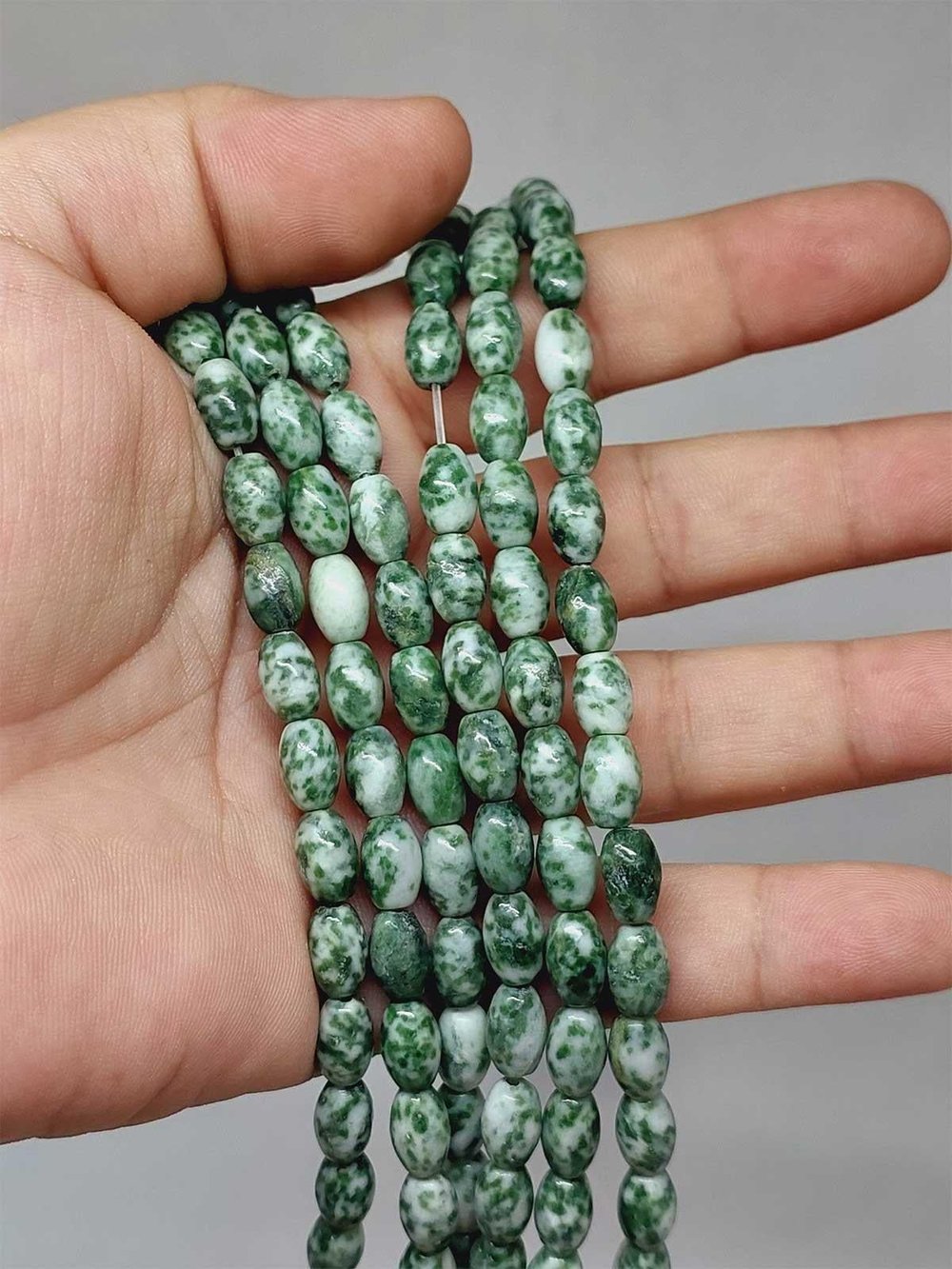 Jasper Taşı Arpa Kesim YARIM Dizi 6*8.5mm (51302) (18cm uzunluğundadır)
