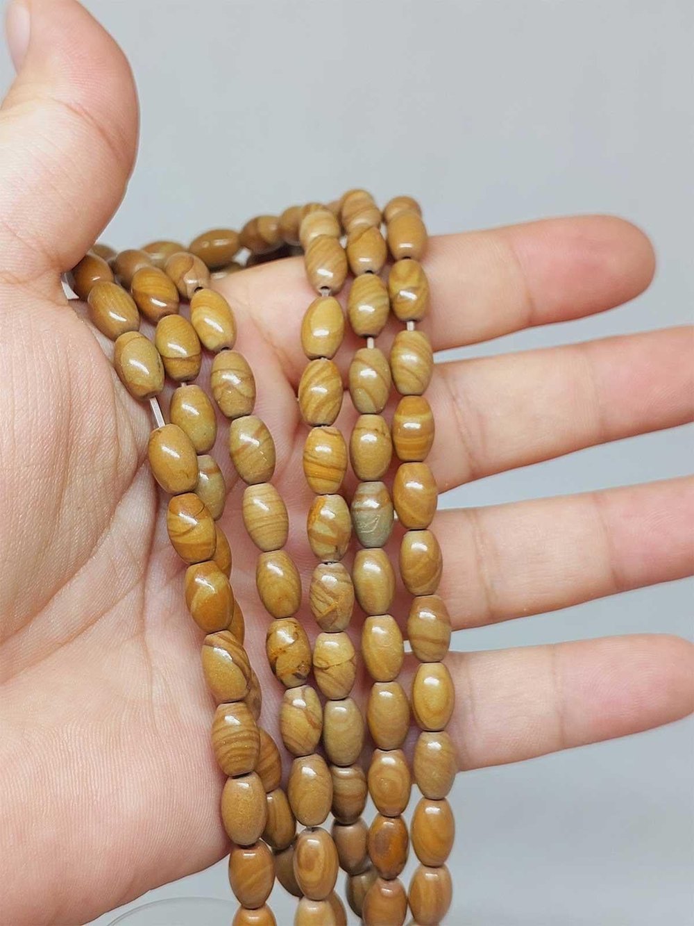 Jasper Taşı Arpa Kesim YARIM Dizi 6*8.5mm (51300) (18cm uzunluğundadır)