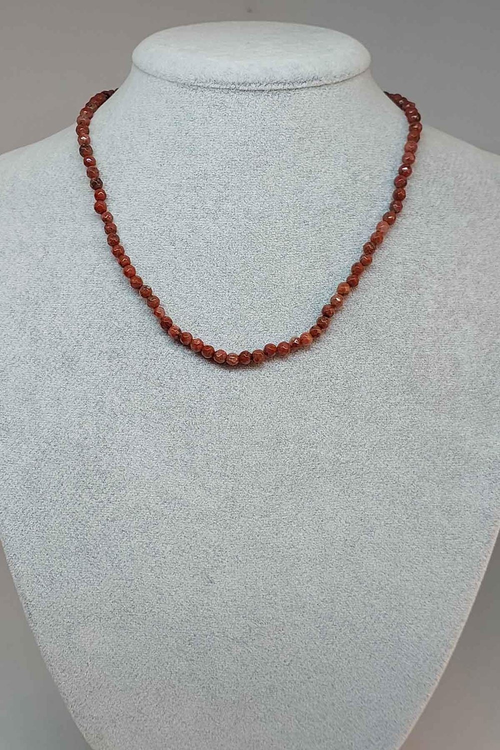 Jasper Taşı Faset Kesim 4mm Kolye (Sabit Klipsli) (9853)