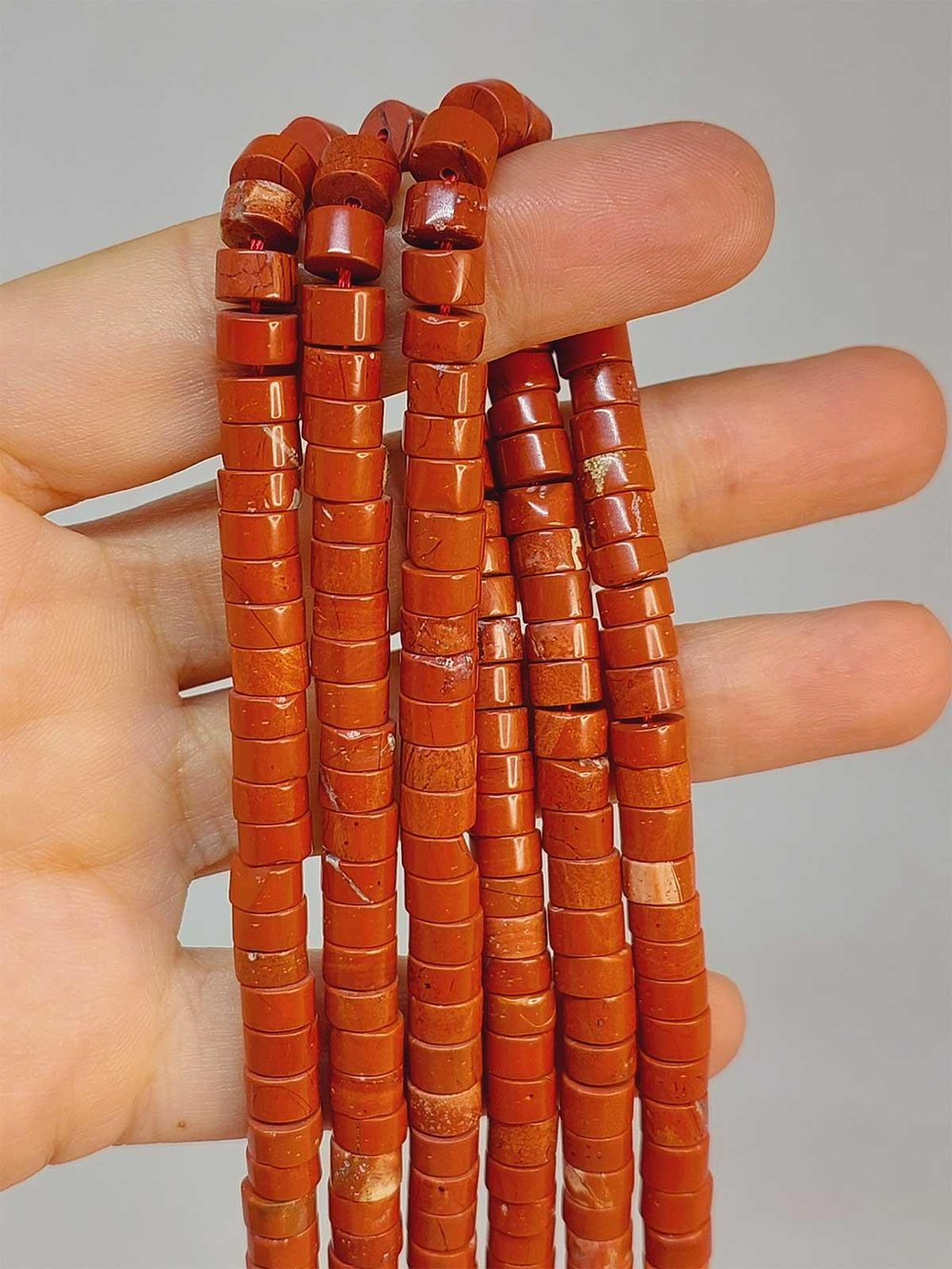 Jasper Taşı Şekilli 3x6mm YARIM Dizi (49348) (18cm uzunluğundadır)