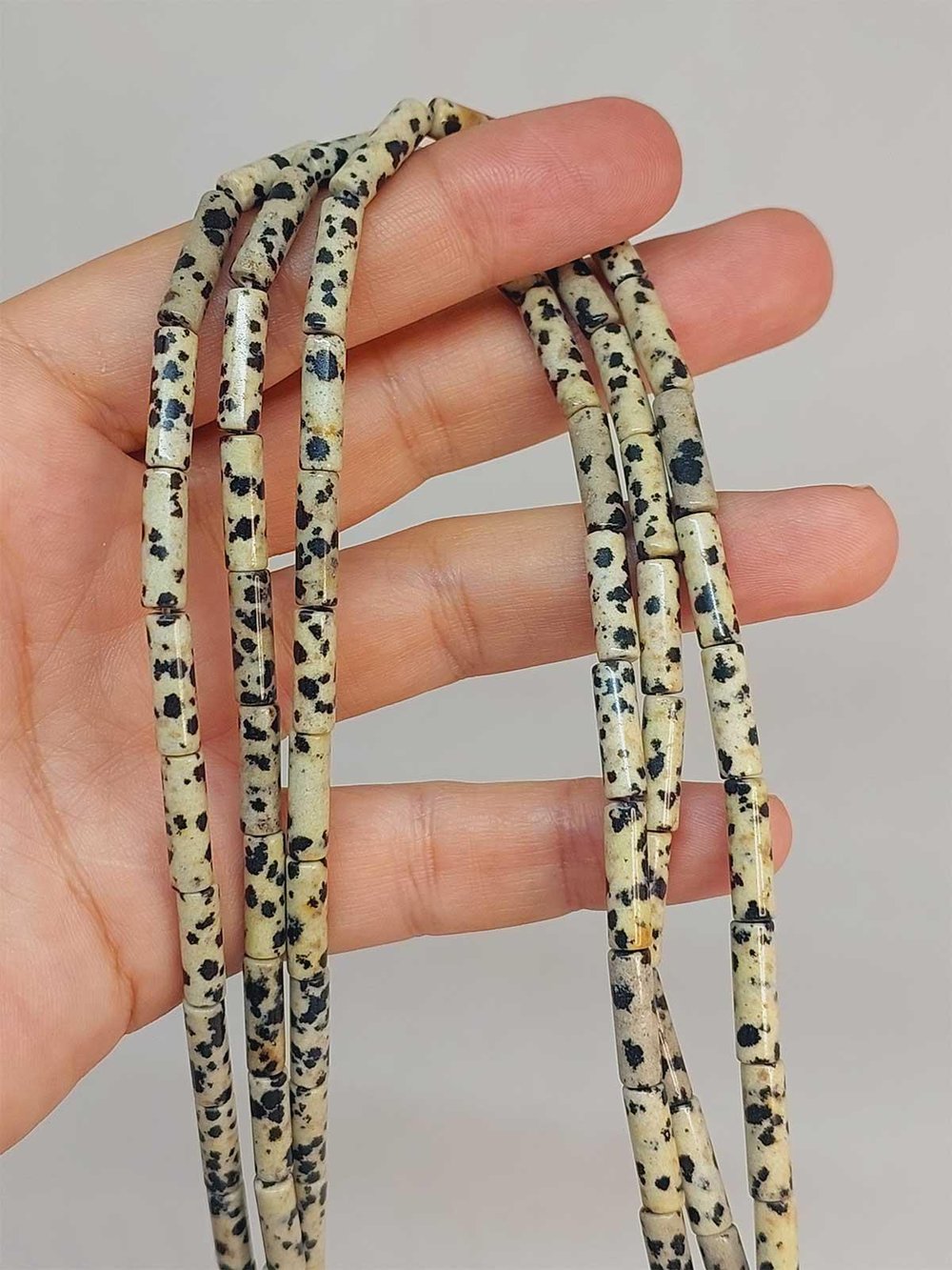 Jasper Taşı Silindir Kesim 4x12.5mm YARIM Dizi (49366) (18cm uzunluğundadır)