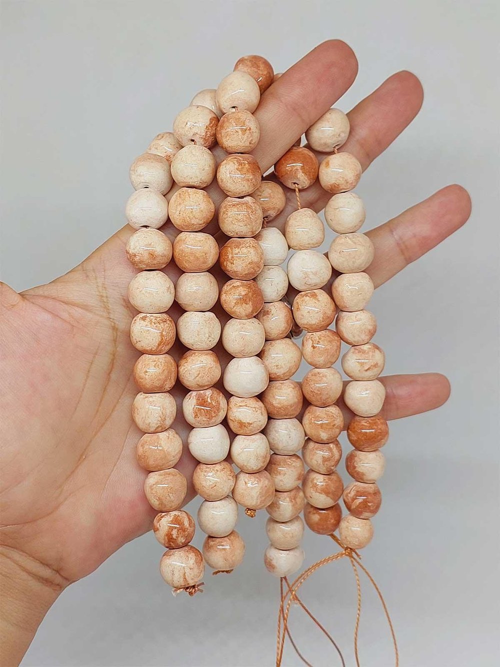 Kahverengi Renk Pigmentli Seramik Boncuk Dizi 10-12mm/24cm (54118)