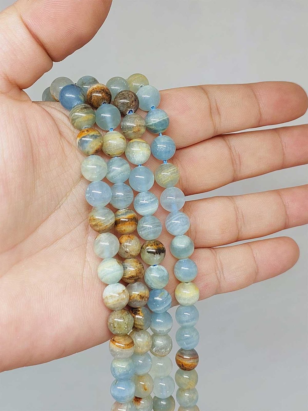 Kalsit Taşı YARIM Dizi 8mm (52798) (18cm uzunluğundadır)