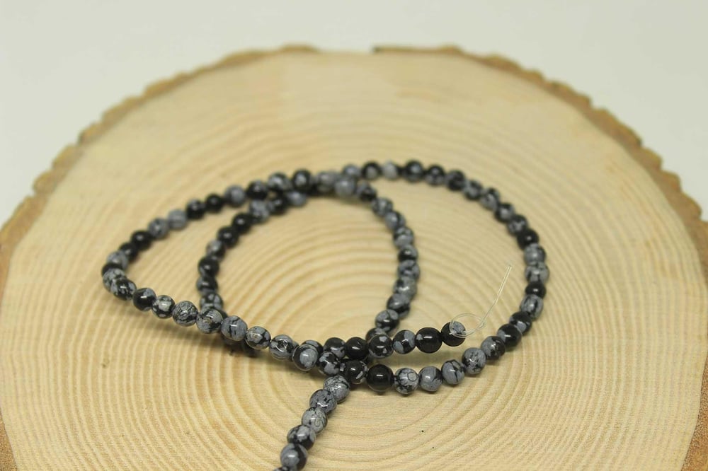 Kar Tanesi Obsidyen Taşı Dizi 4-4.5mm aralığı