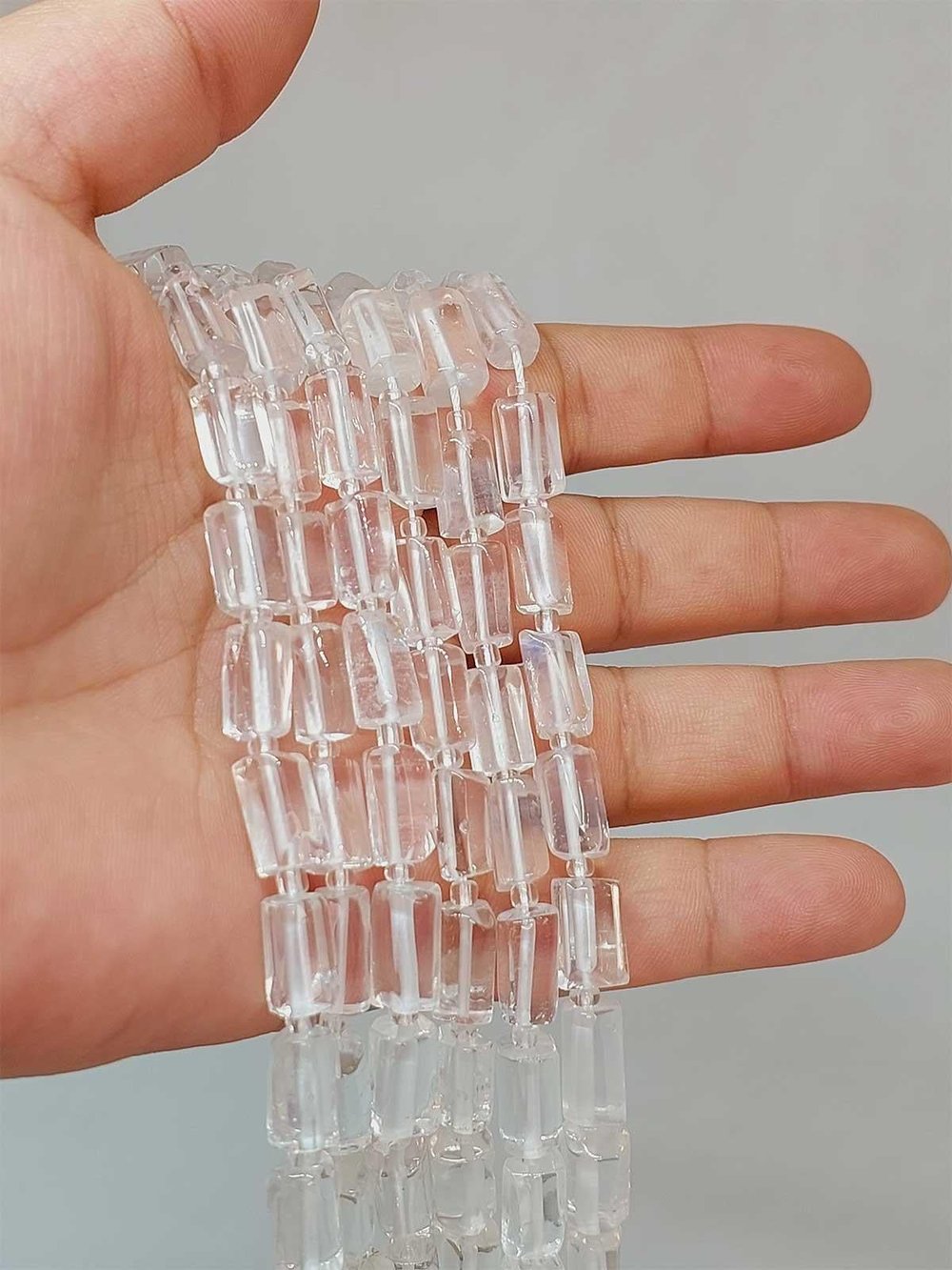 Kristal Kuvars Taşı 6.5x12mm YARIM Dizi (49918) (18cm uzunluğundadır)