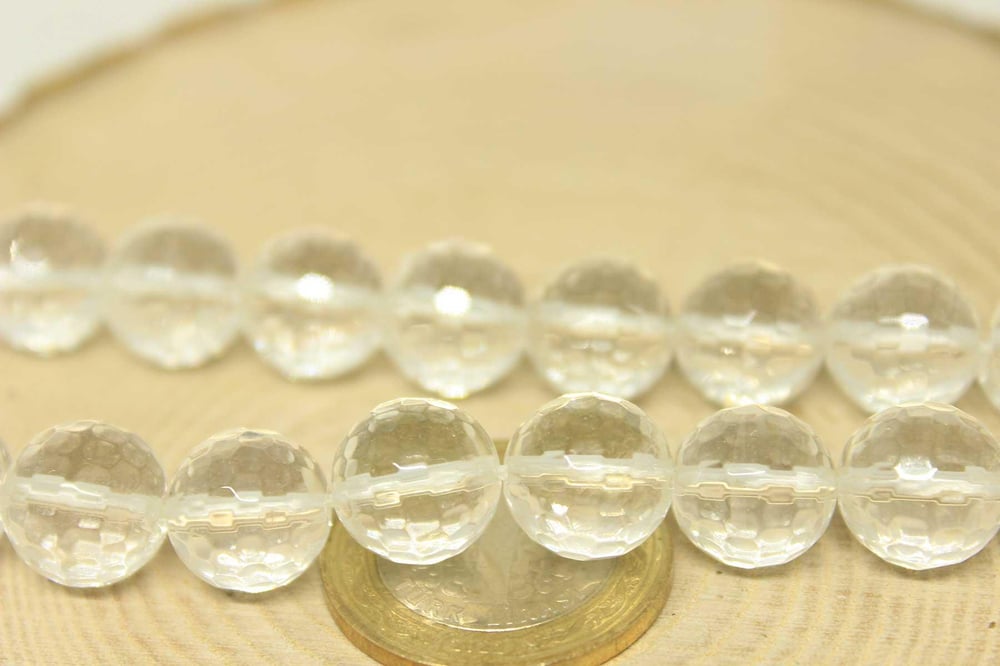 Kristal Kuvars Taşı Faset Kesim 12mm/adet