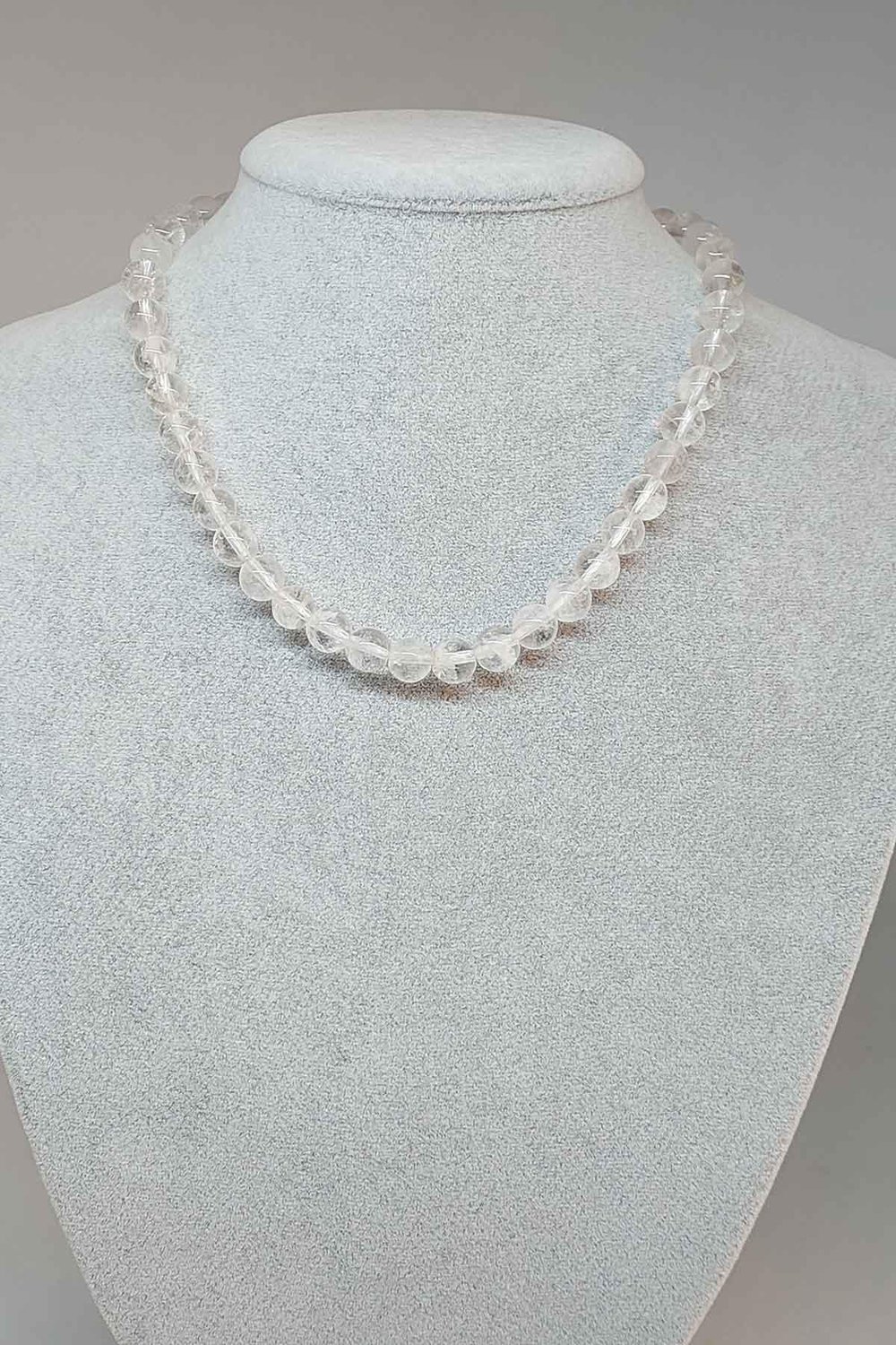 Kristal Kuvars Taşı Kolye 8mm (Klipsli)