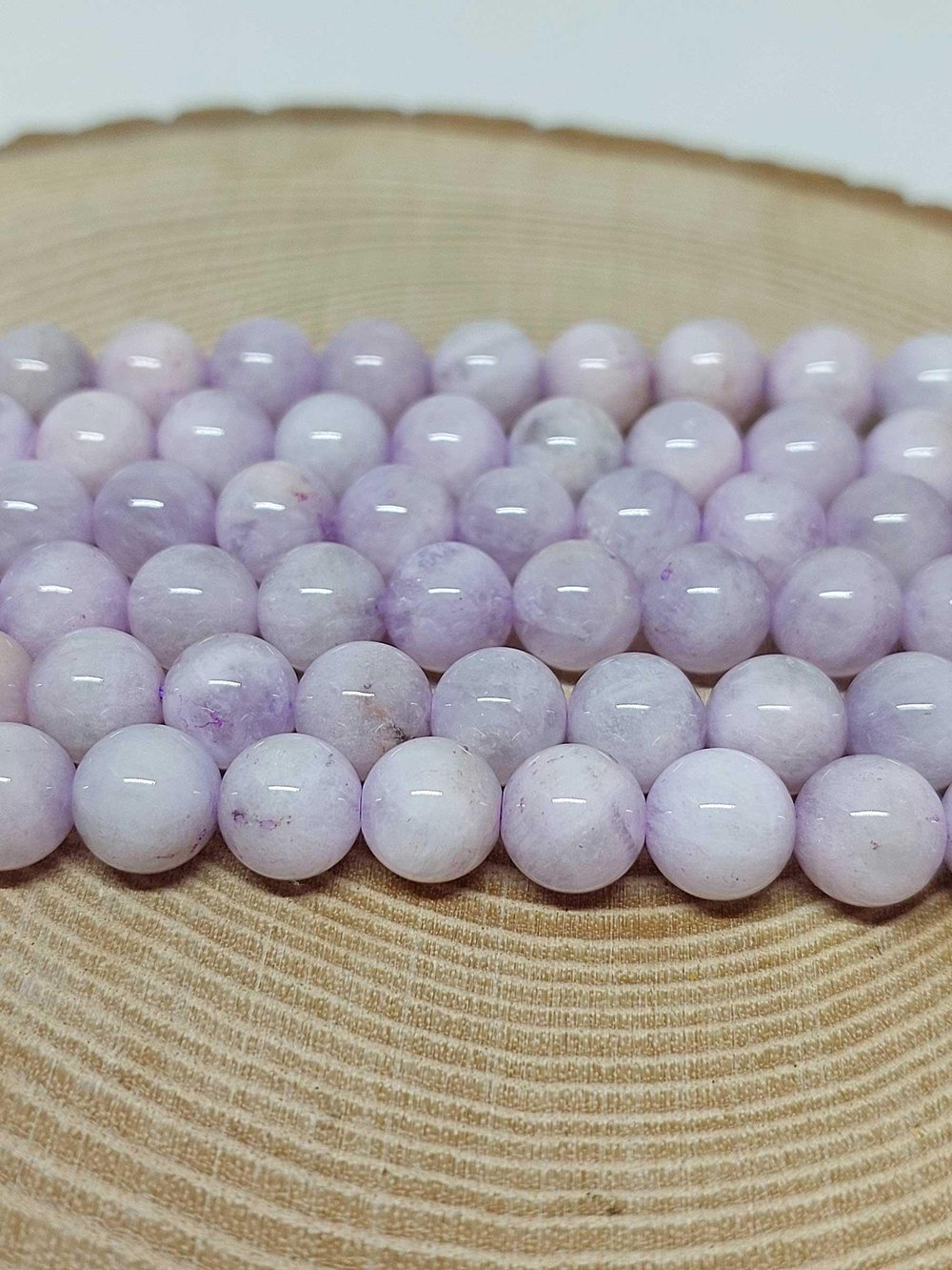 Kunzit Taşı YARIM Dizi 8mm (18cm uzunluğundadır)