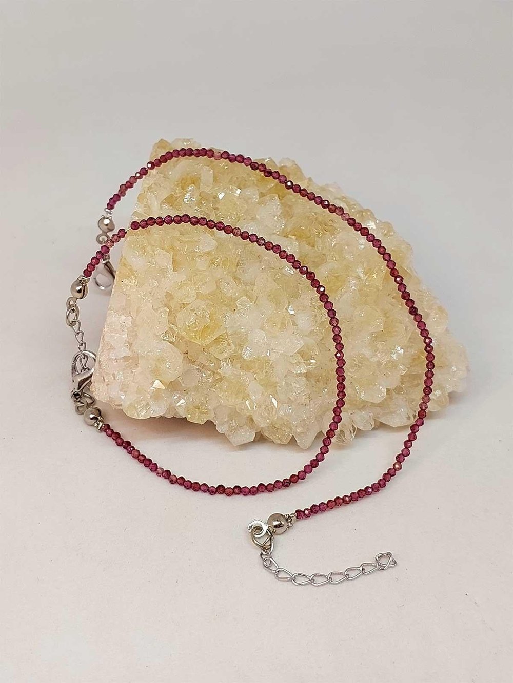Lal (Granat) (Garnet) Taşı 2mm 1000 Ayar Gümüş İpli İkili Bileklik