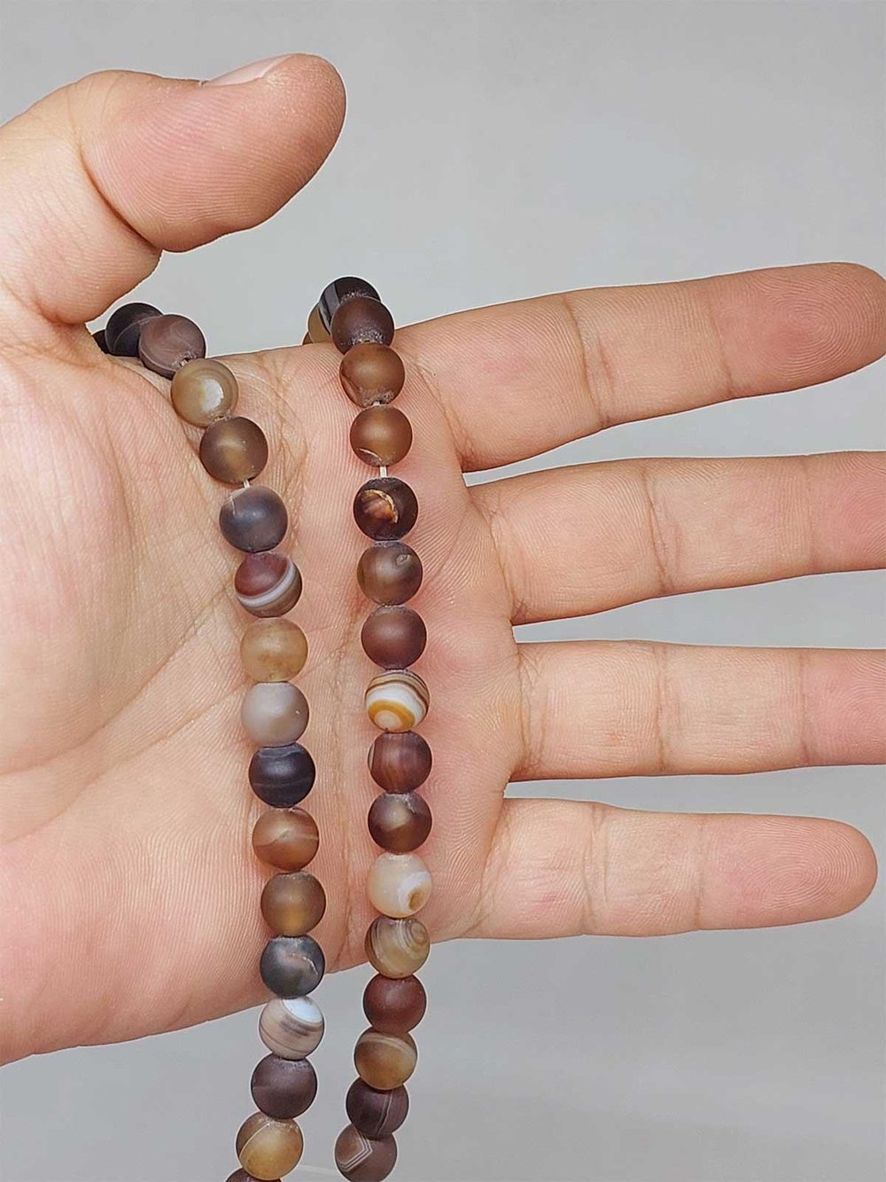 Madagaskar Akik Taşı Mat YARIM Dizi 8mm (52350) (18cm uzunluğundadır)