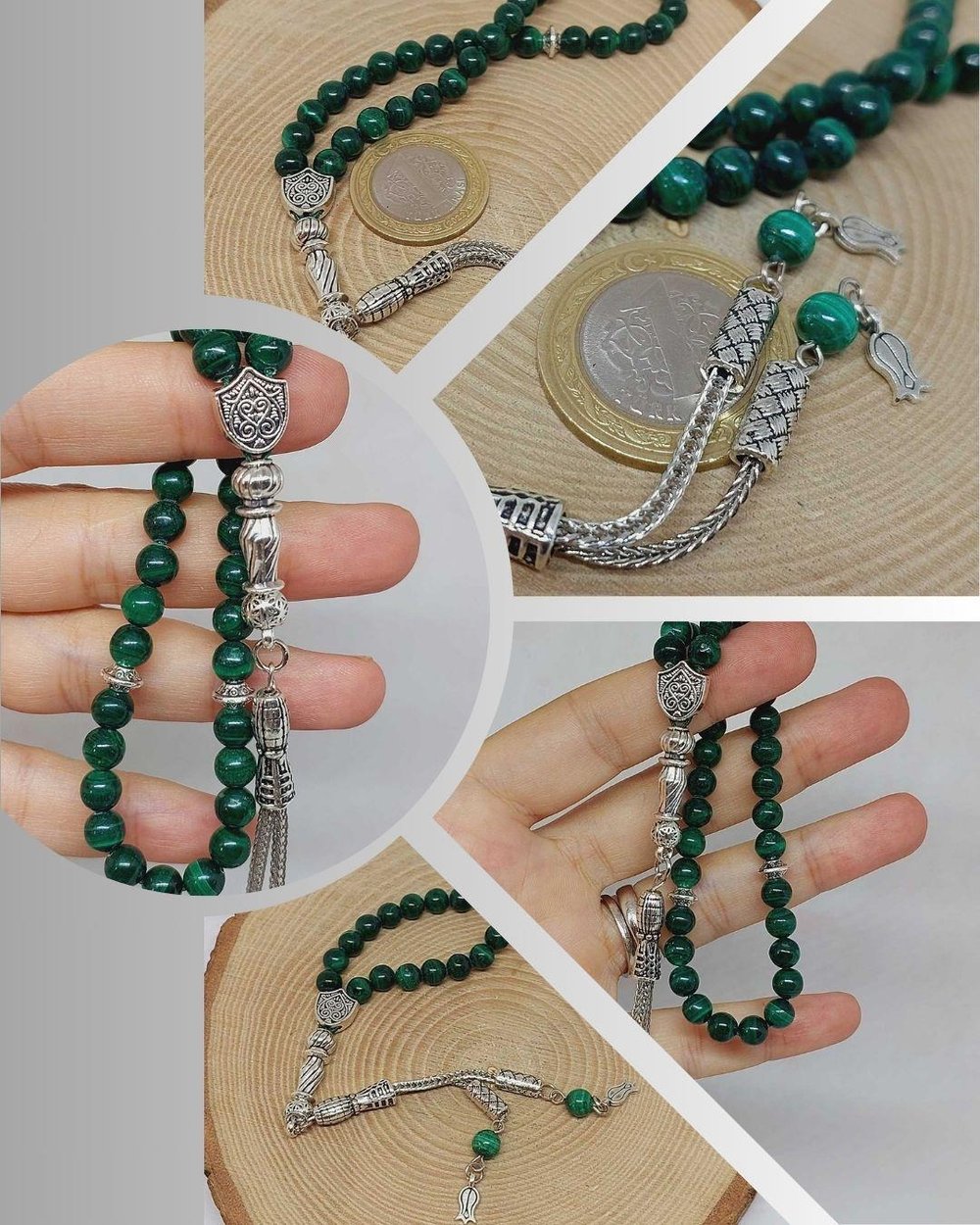 Malakit Taşı 33lük Tesbih 6mm (4965)