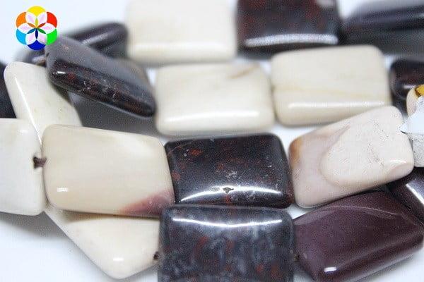 Mokait Jasper Taşı Dikdörtgen Şekilli YARIM Dizi (18 cm Uzunluğundadır)