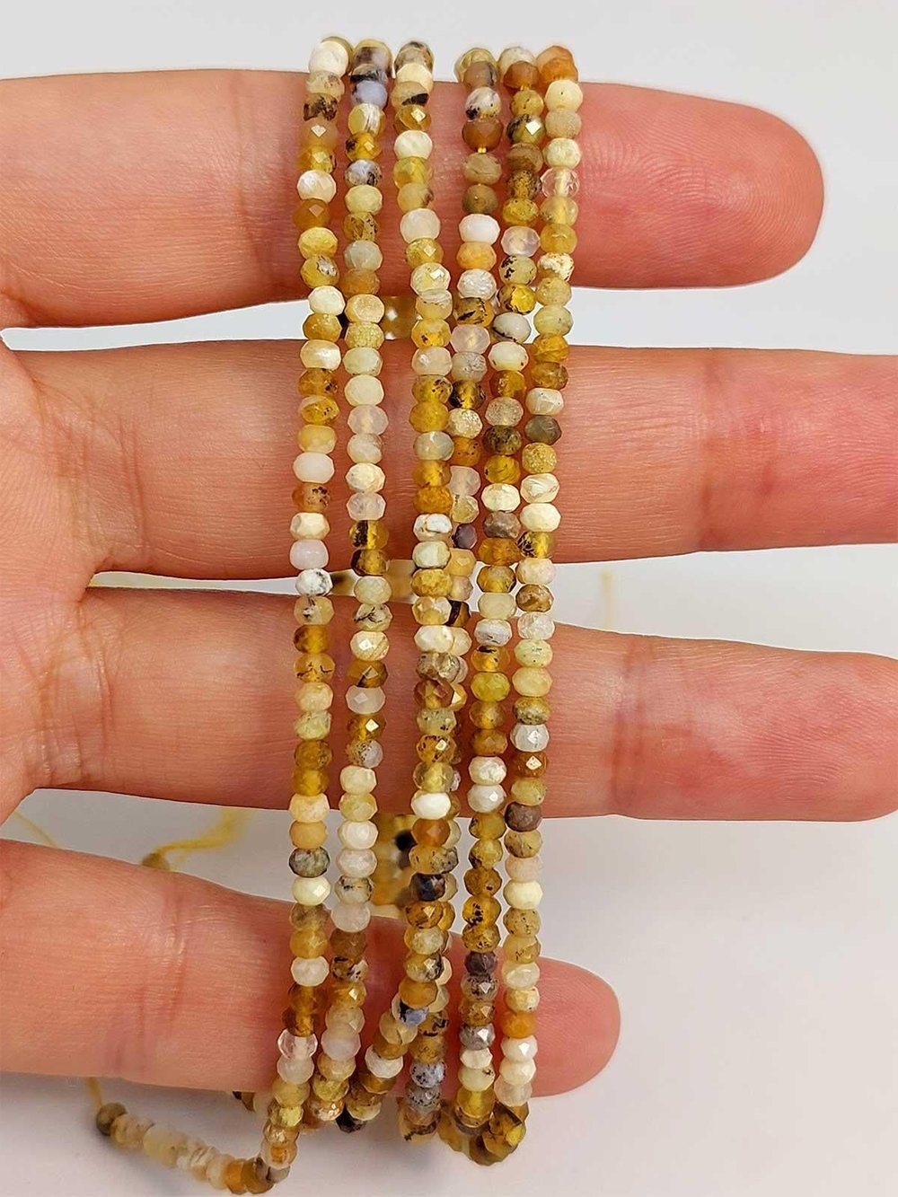 Opal Taşı Rondela Faset Kesim Dizi 2*2.5mm (45452) YARIM Dizi (17cm uzunluğundadır)