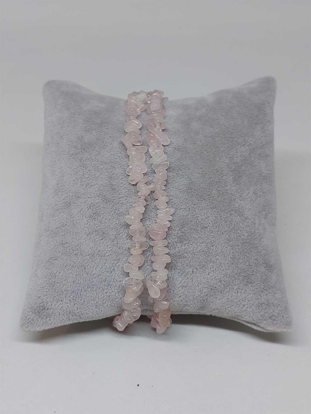 Pembe Kuvars Taşı İki Sıralı Bileklik Minik Boy 4-6mm Aralığı Şekilsiz