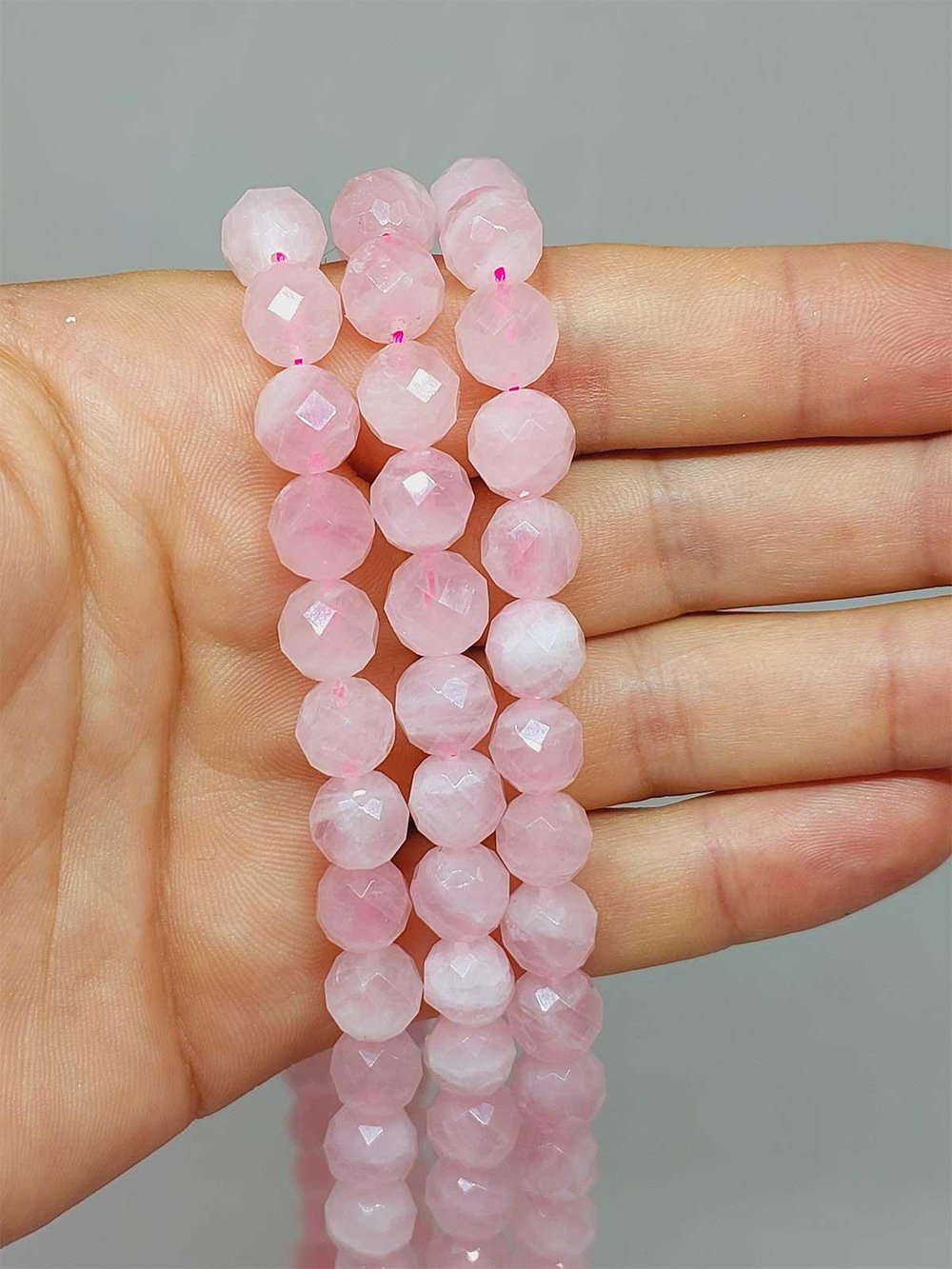 Pembe Kuvars Taşı Royal Quality Faset Kesim Dizi 10mm (52892)