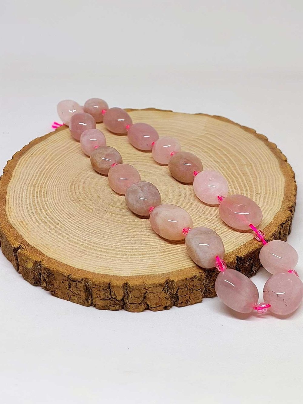 Pembe Kuvars Taşı Şekilli YARIM Dizi (44600) (18cm uzunluğundadır)