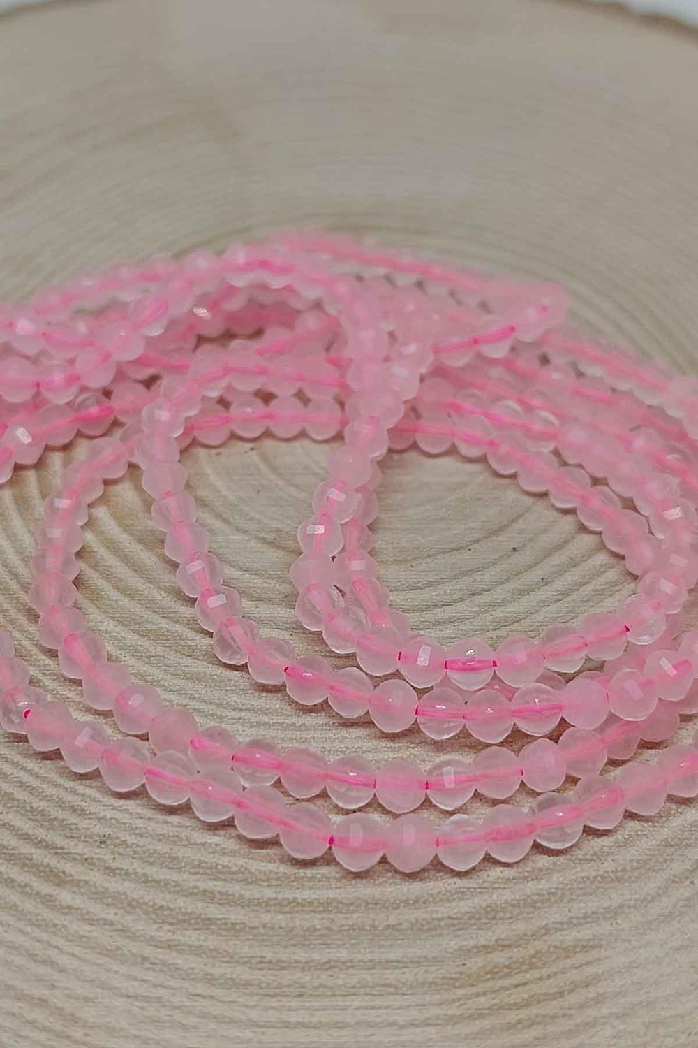 Pembe Kuvars Taşı YARIM Dizi 3mm (17cm uzunluğundadır)