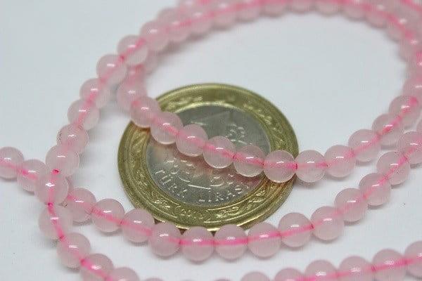 Pembe Kuvars Taşı YARIM Dizi 4mm (18cm uzunluğundadır)