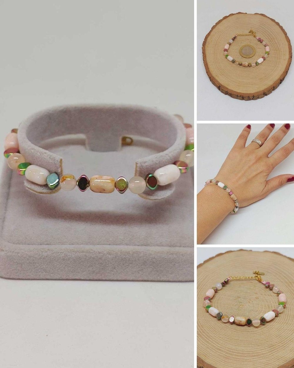 Pembe Opal Taşı Tasarım Bileklik (55952)
