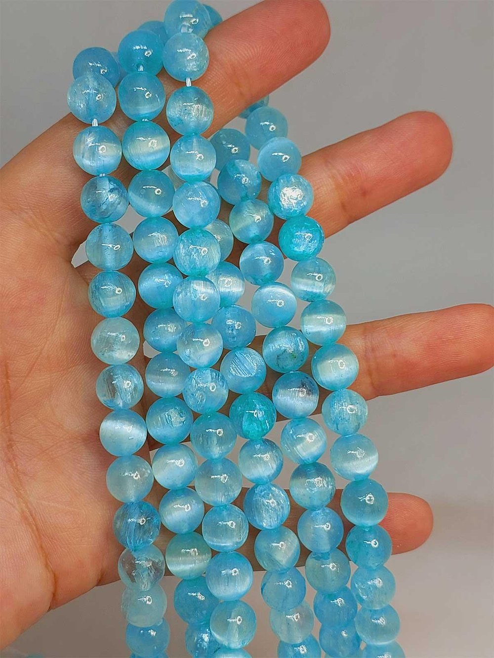 Renkli Selenit Taşı YARIM Dizi 8mm (49170) (18cm uzunluğundadır)