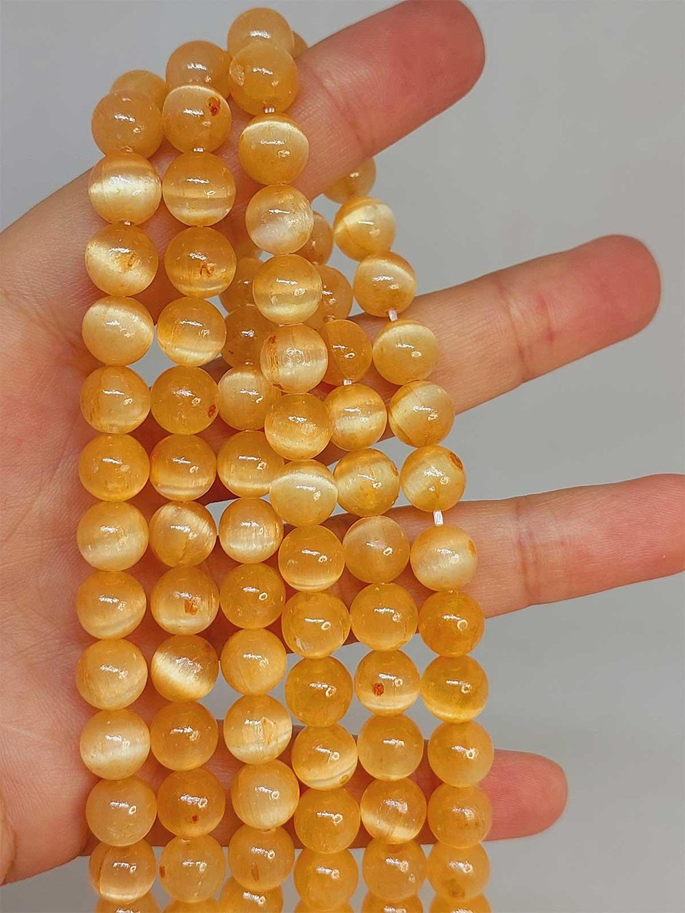 Renkli Selenit Taşı YARIM Dizi 8mm (49166) (18cm uzunluğundadır)