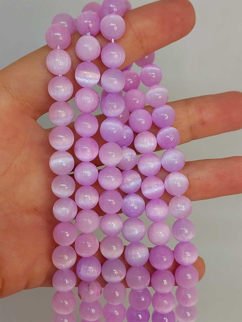 Renkli Selenit Taşı YARIM Dizi 8mm (49160) (18cm uzunluğundadır)