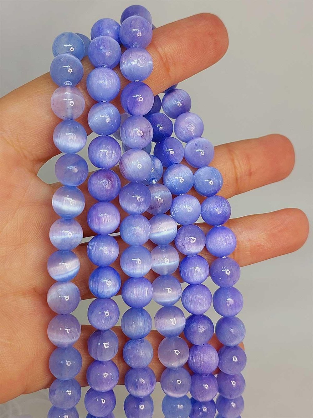 Renkli Selenit Taşı YARIM Dizi 8mm (49168) (18cm uzunluğundadır)