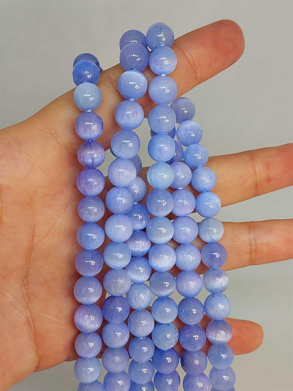 Renkli Selenit Taşı YARIM Dizi 8mm (49164) (18cm uzunluğundadır)