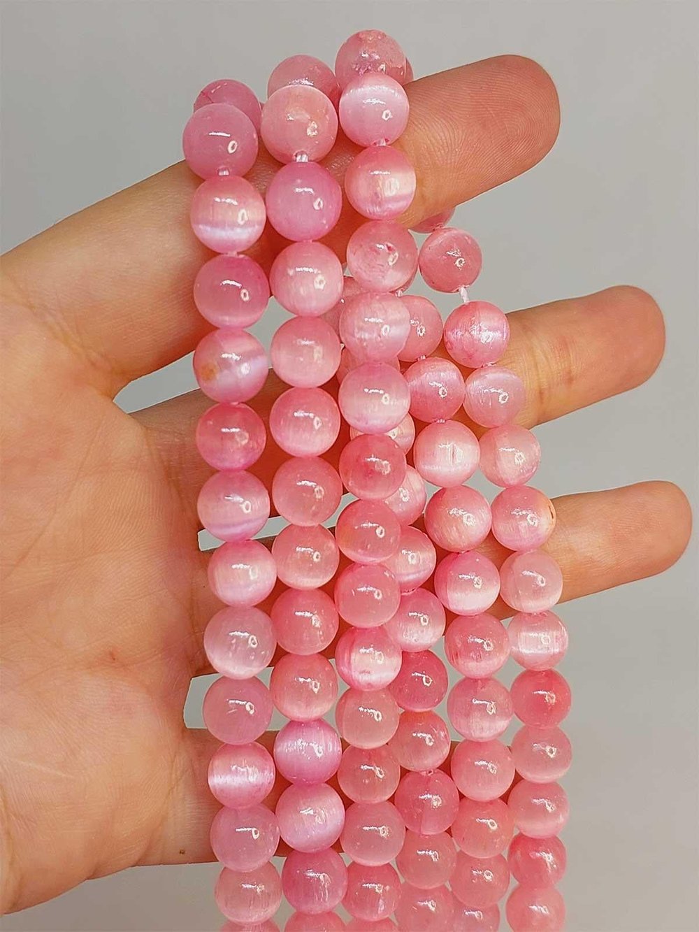 Renkli Selenit Taşı YARIM Dizi 8mm (49180) (18cm uzunluğundadır)